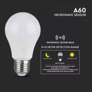 LED sijalka E27 A60 11W 1055lm 200° mikrovalovni senzor - slika 4