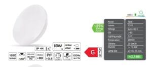 LED plafonjera 18W 4000k 1260lm IP44 120° - slika 5