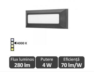 LED stenska svetilka 4W 4000k 280lm IP65 ALVIA - slika 3