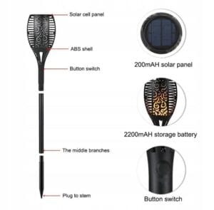 LED solarna vrtna svetilka 1,2W 30lm IP44 360°- videz OGNJA - slika 14