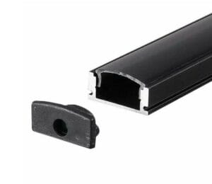ALU profil NADGRADNI ČRN 2m za LED trak 17,4x7 - komplet - slika 3