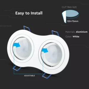 Vgradni PREGIBNI okvir za LED 2xGU10/GU5.3/MR16 IP20 dvojni - slika 5