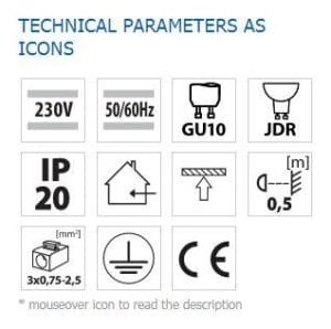 Stropna svetilka 1xGU10 za LED IP20 NEVILS - slika 6