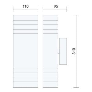 Stenska svetilka 2xGU10 za LED IP54 SANTA pravokotna - slika 4