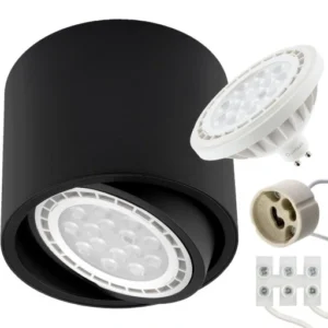 Stropna svetilka 1xGU10 AR111 za LED 139x100mm IP20 gibljivo ohišje okrogla - slika 3