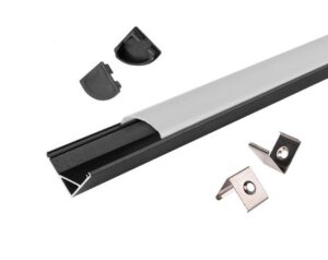 ALU profil KOTNI ČRN 2m LED trak 15,8x15,8 - komplet - slika 3