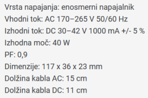 Napajalnik 40W za LED panele IP20 - slika 3