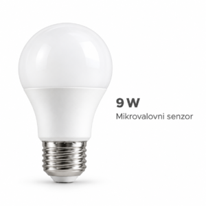 LED sijalka E27 A60 9W 820lm 220° mikrovalovni senzor
