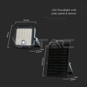 LED solarni reflektor 10W 4000K+6000K 1500lm IP65 120° s senzorjem - slika 8
