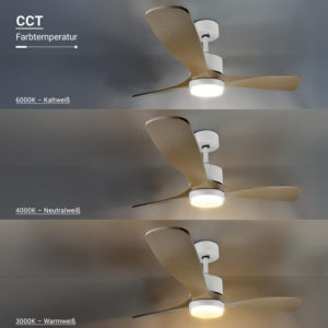 LED stropni ventilator 18W 3CCT 1440lm IP20 bela+les - slika 5