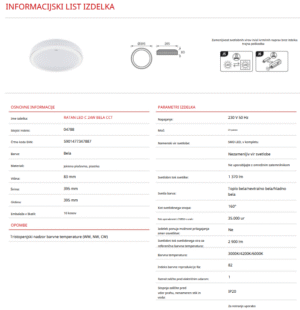 LED plafonjera 24W CCT RATAN črna - slika 9