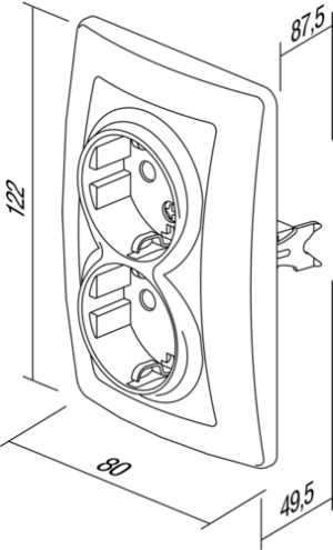 VTIČNICA SCHUKO DVOJNA 2P+E 16A 250V~ NB KS - slika 3