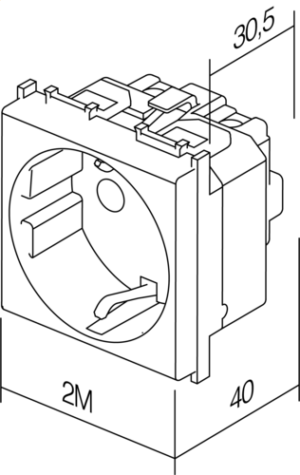 VTIČNICA SCHUKO+KS 2P+E 16A 250V~ 2M MW - slika 3