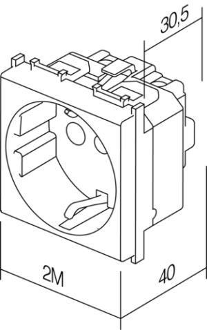 VTIČNICA SCHUKO/ITA P30+KS 2P+E 16A 250V~ 2M AT - slika 3
