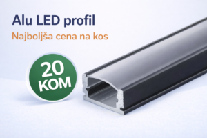 ALU profil NADGRADNI ČRN 2m za LED trak 17,4x7 - Paket 20kom