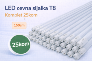 Visokolumenska LED cevna sijalka T8 G13 150cm 24W 3520lm steklena - Paket 25kom - slika 1