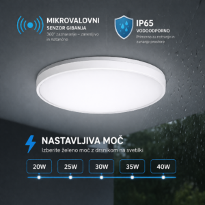 LED plafonjera s senzorjem 20-40W CCT CREE CHIP stropna svetilka VT-8179 - slika 9