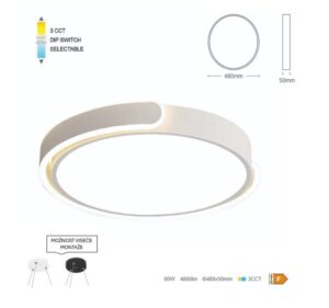 Moderna LED stropna svetilka 60W CCT FINESSE Ø480 bela