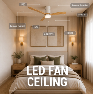 LED stropni ventilator 18W 3CCT 1440lm IP20 bela+les - slika 4
