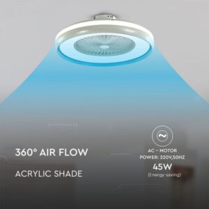 LED svetilka z ventilatorjem 45W CCT 3000lm IP20 bela+modra - slika 6