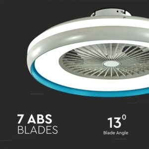 LED svetilka z ventilatorjem 45W CCT 3000lm IP20 bela+modra - slika 5