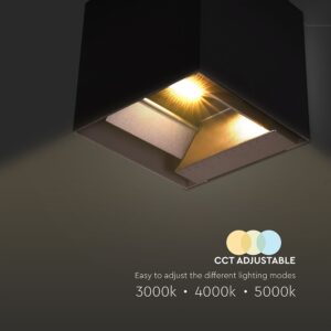 LED solarna stenska svetilka 3W CCT 800lm IP65 kvadratna s senzorjem ČRNA - slika 4