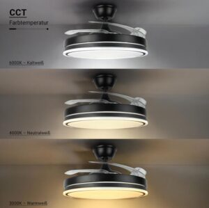 LED stropni ventilator z LED svetilko 36W CCT črn + daljinski upravljalnik - slika 5