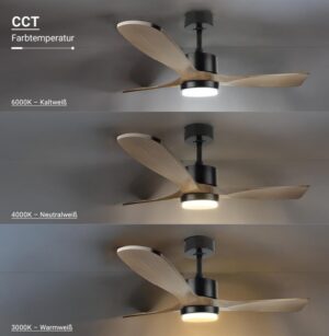 LED stropni ventilator 18W 3CCT 1440lm IP20 črna+les - slika 4