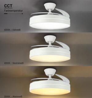 LED stropni ventilator z LED svetilko 36W CCT bel + daljinski upravljalnik - slika 4