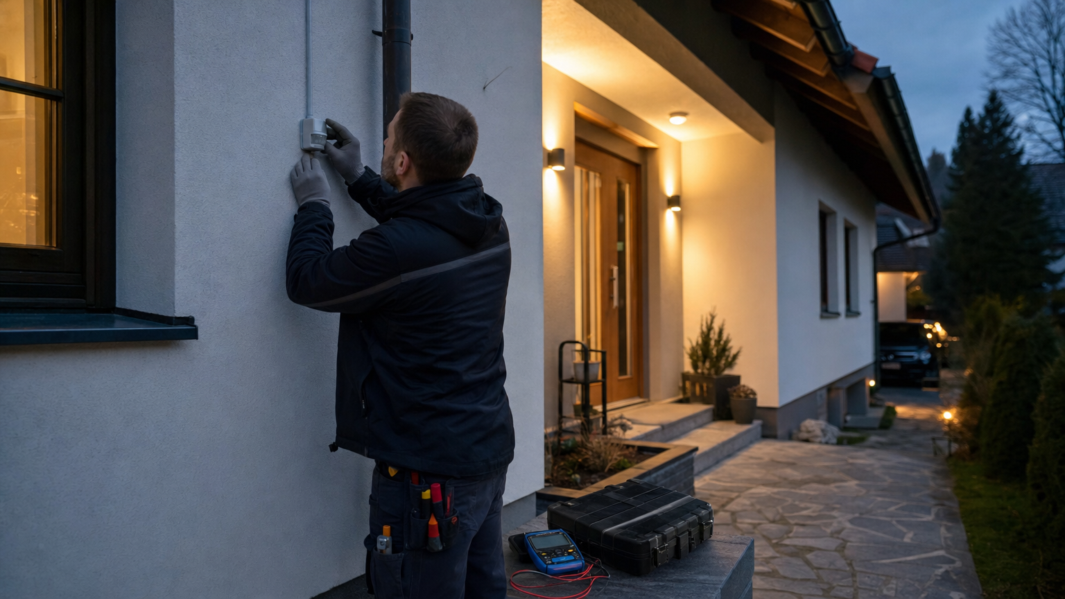 Električar nastavlja luxomat za samodejni vklop zunanje razsvetljave ob mraku