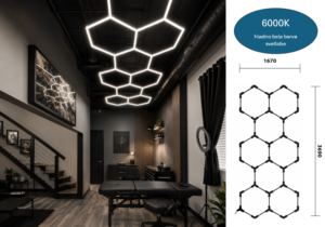 HEXAGON LED modularni sistem razsvetljave 259W 6000K 31080lm 167x369 cm